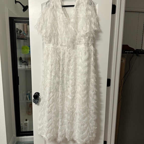 White Feathery Maxi Dress - Picture 6 of 11